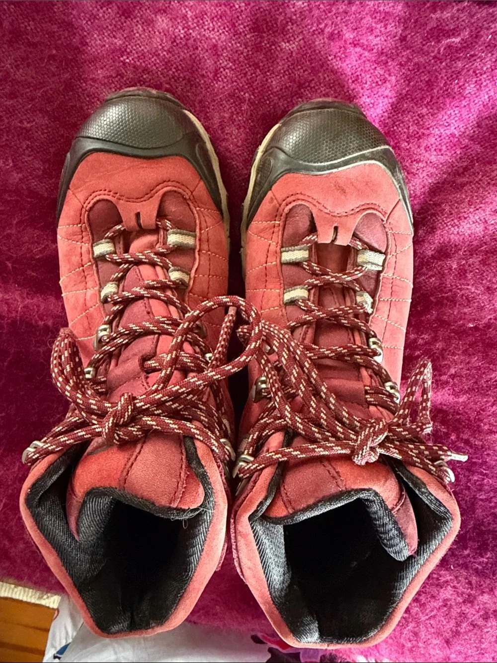 Women's Red Lace-Up Hiking Boots